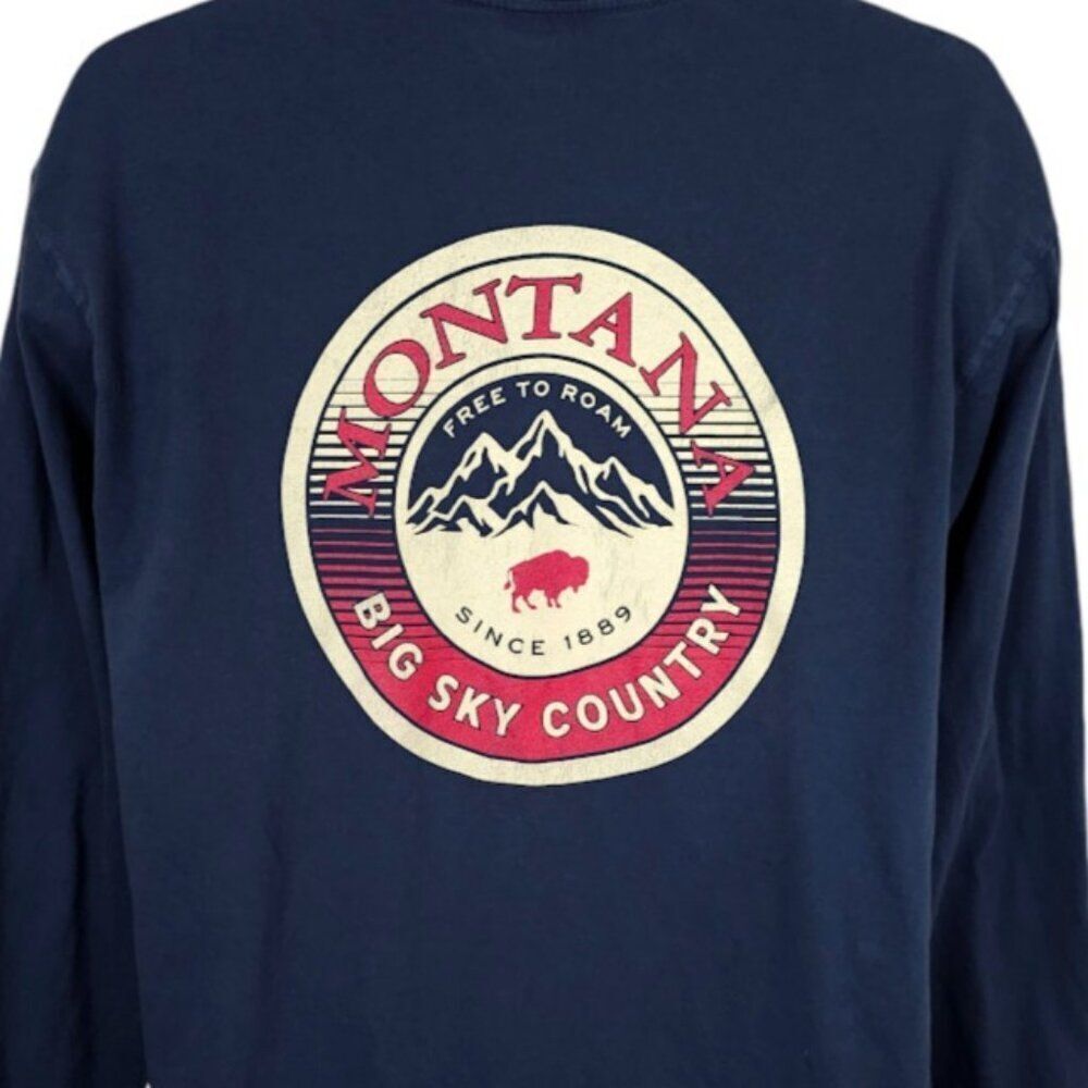 Montana T Shirt Mens Size Large Blue Big Sky Country Free To Roam Destination
